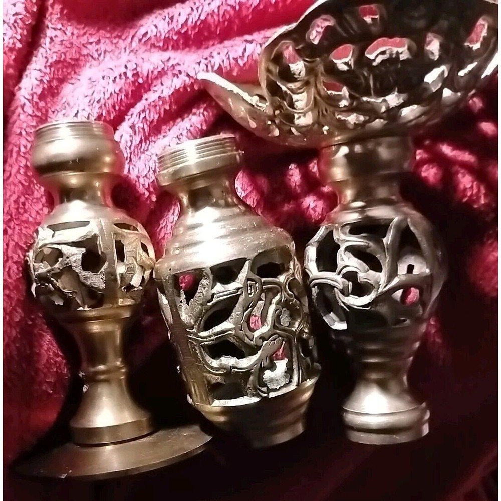Vintage Brass Candlestick Holder 14" Ornate Beautiful Design Heavy Christmas pcs - Picture 3 of 5
